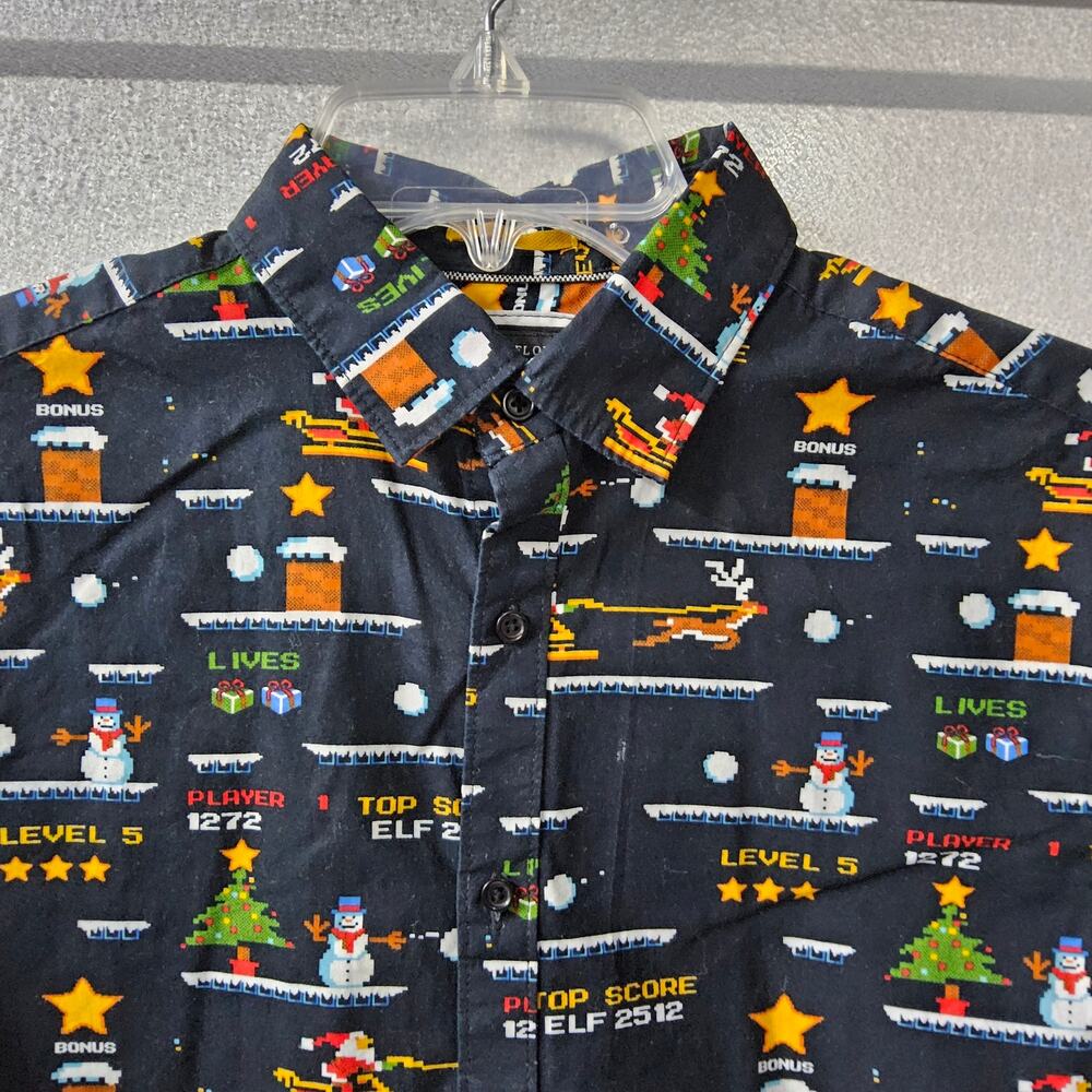 Denim & Flower Ricky Singh HolyJoly Men's Small Gamer Button-up‎ Short Sleeve